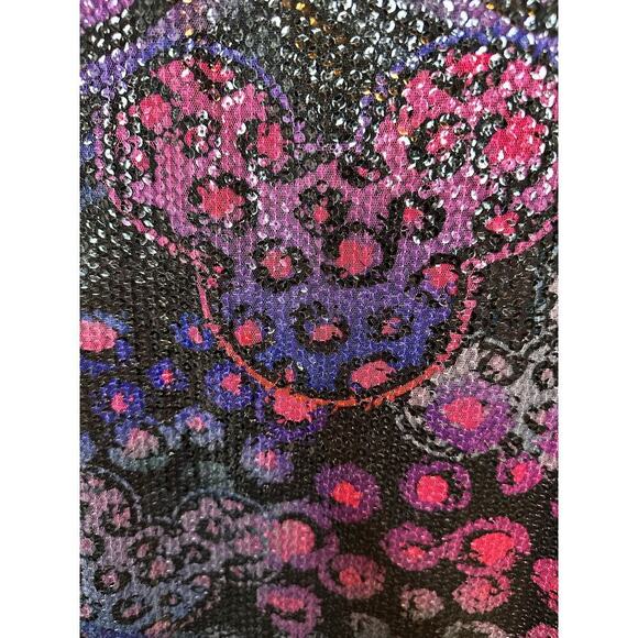 Disney Parks Sequin Tank Top Mickey Mouse Animal Print Pink Purple Size Large - Picture 2 of 6